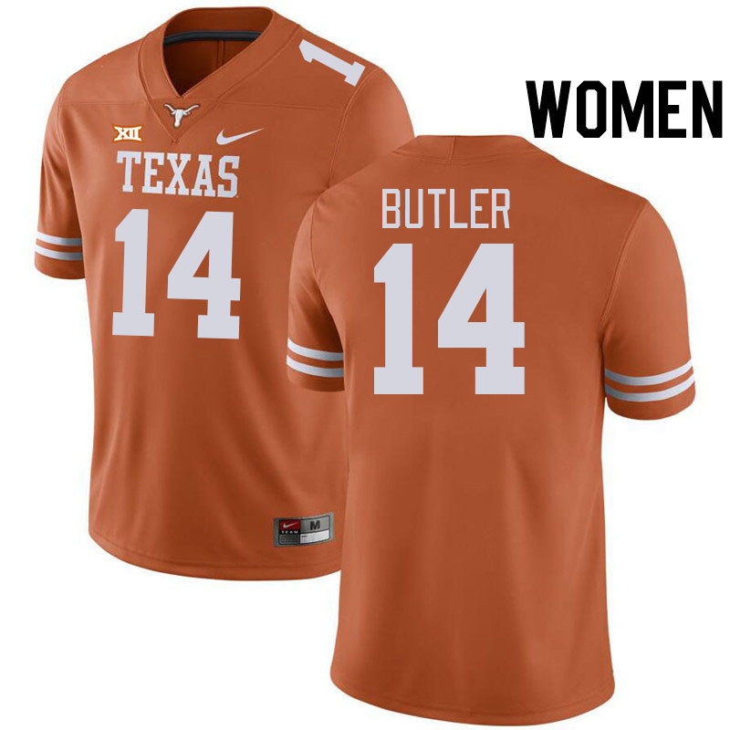 Women #14 Aaron Butler Texas Longhorns College Football Jerseys Stitched-Orange